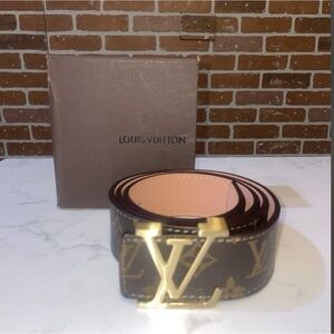 Louis Vuitton Monogram Belt with Gold LV Buckle